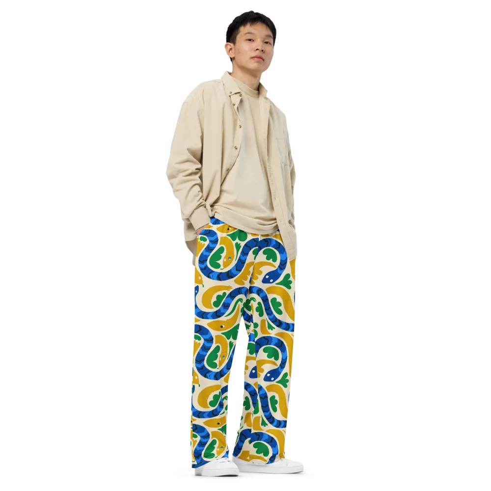 Saffron Serpent Garden on Wide-Leg Pants — Right Front