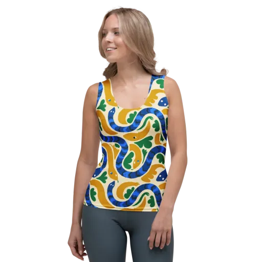 Saffron Serpent Garden on a Women's Tank Top