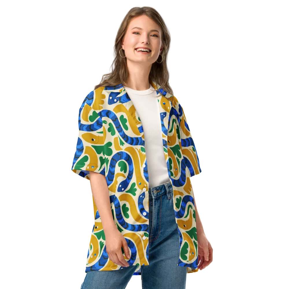 Saffron Serpent Garden on Button Shirt — Front