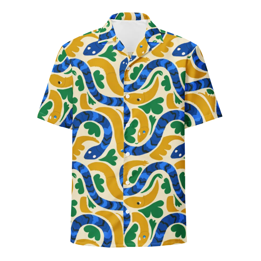 Saffron Serpent Garden on Button Shirt — Front