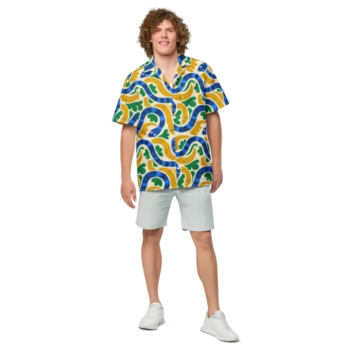 Saffron Serpent Garden on a Button Shirt