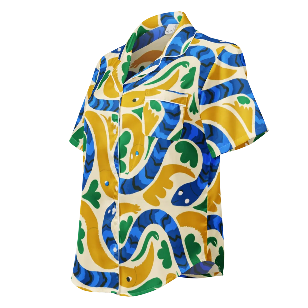 Saffron Serpent Garden on Women's Short Sleeve Pajama Top — Left Front