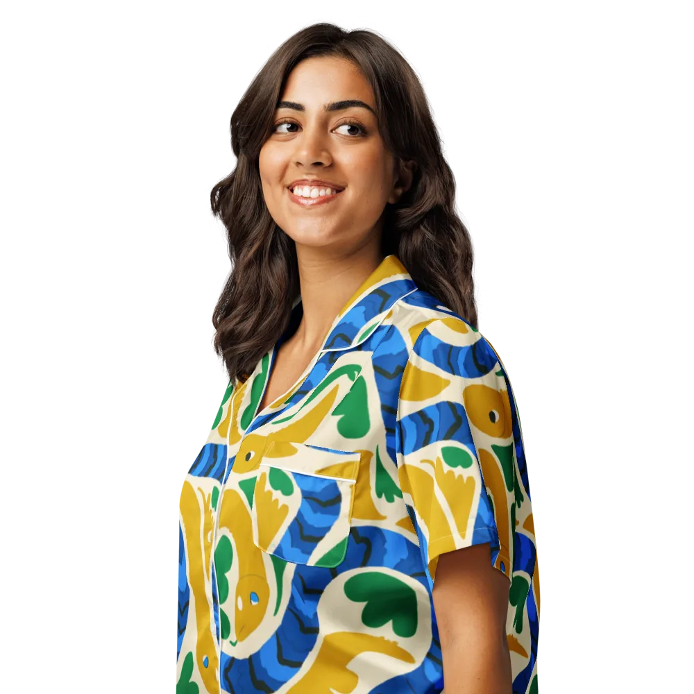 Saffron Serpent Garden on Women's Short Sleeve Pajama Top — Left Front