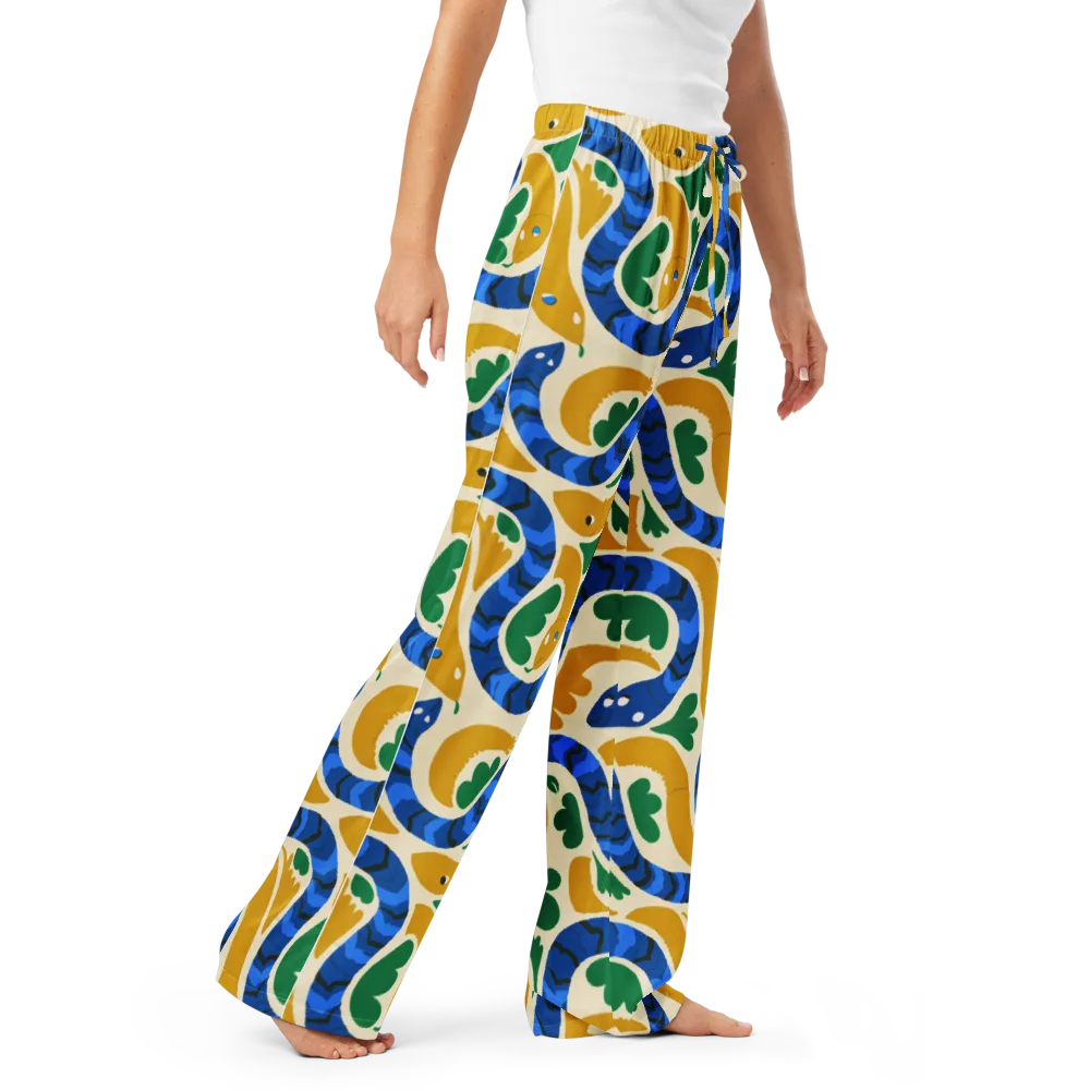 Saffron Serpent Garden on Women's Pajama Pants — Right Front