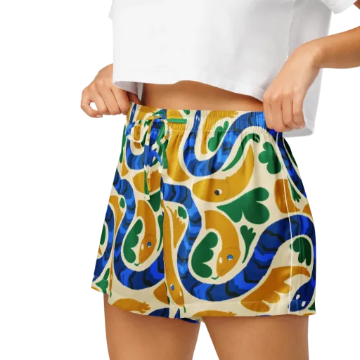Saffron Serpent Garden on a Women's Pajama Shorts
