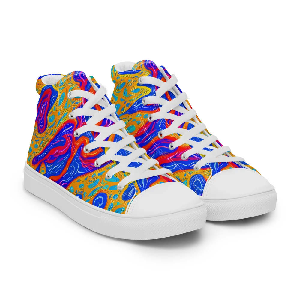 Magnetic Current on Men's High Top Canvas Shoes — Right Front