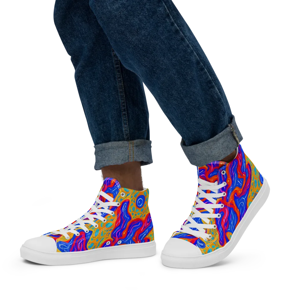 Magnetic Current on Men's High Top Canvas Shoes — Left
