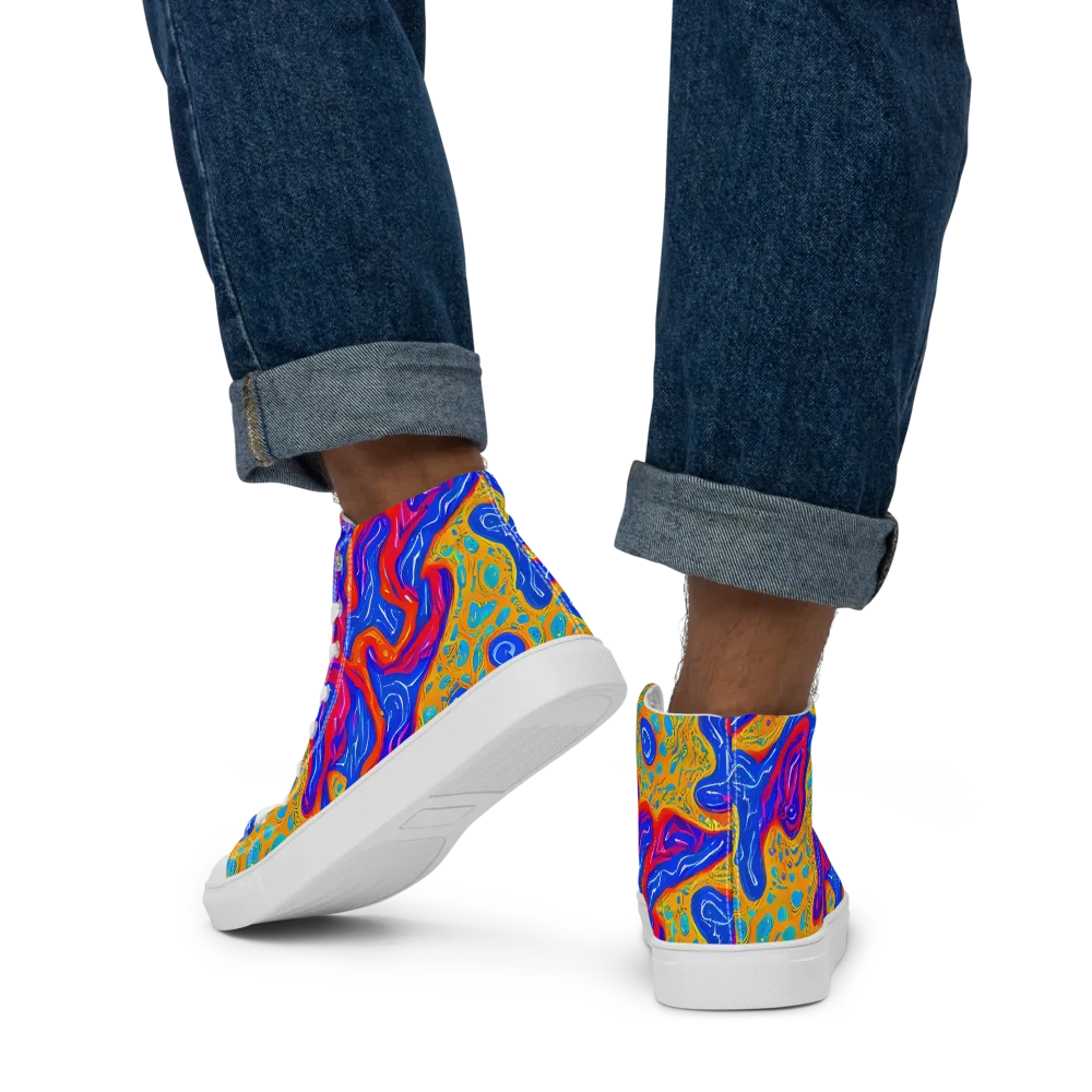 Magnetic Current on Men's High Top Canvas Shoes — Back