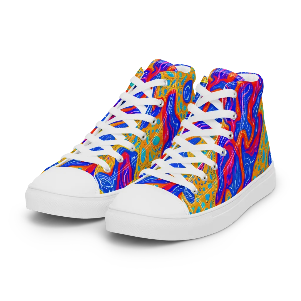 Magnetic Current on Women's High Top Canvas Shoes — Left Front