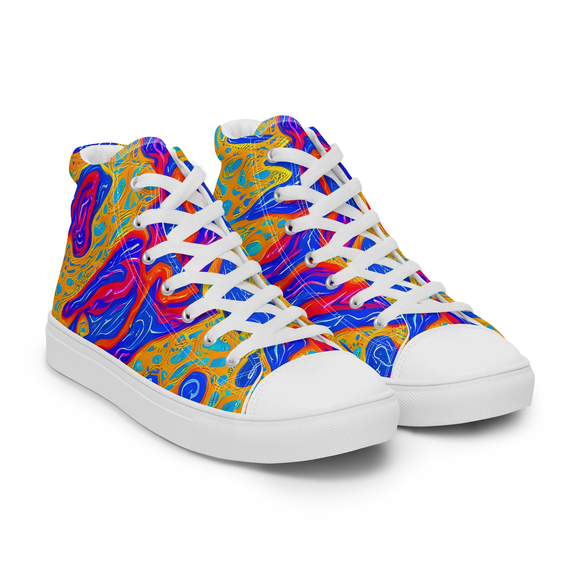 Magnetic Current on Women's High Top Canvas Shoes — Right Front
