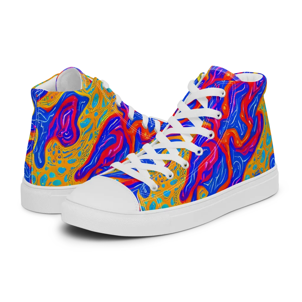 Magnetic Current on Women's High Top Canvas Shoes — Left