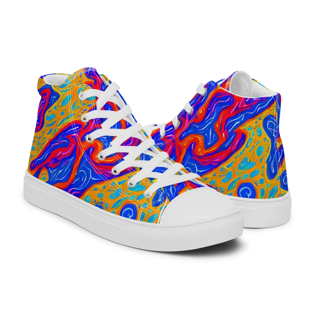 Magnetic Current on Women's High Top Canvas Shoes — Right