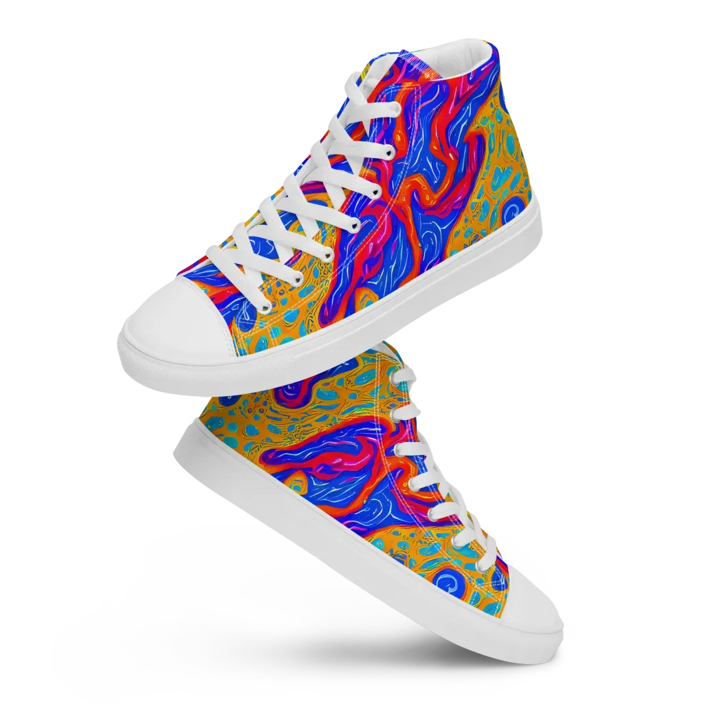 Magnetic Current on Women's High Top Canvas Shoes — Front