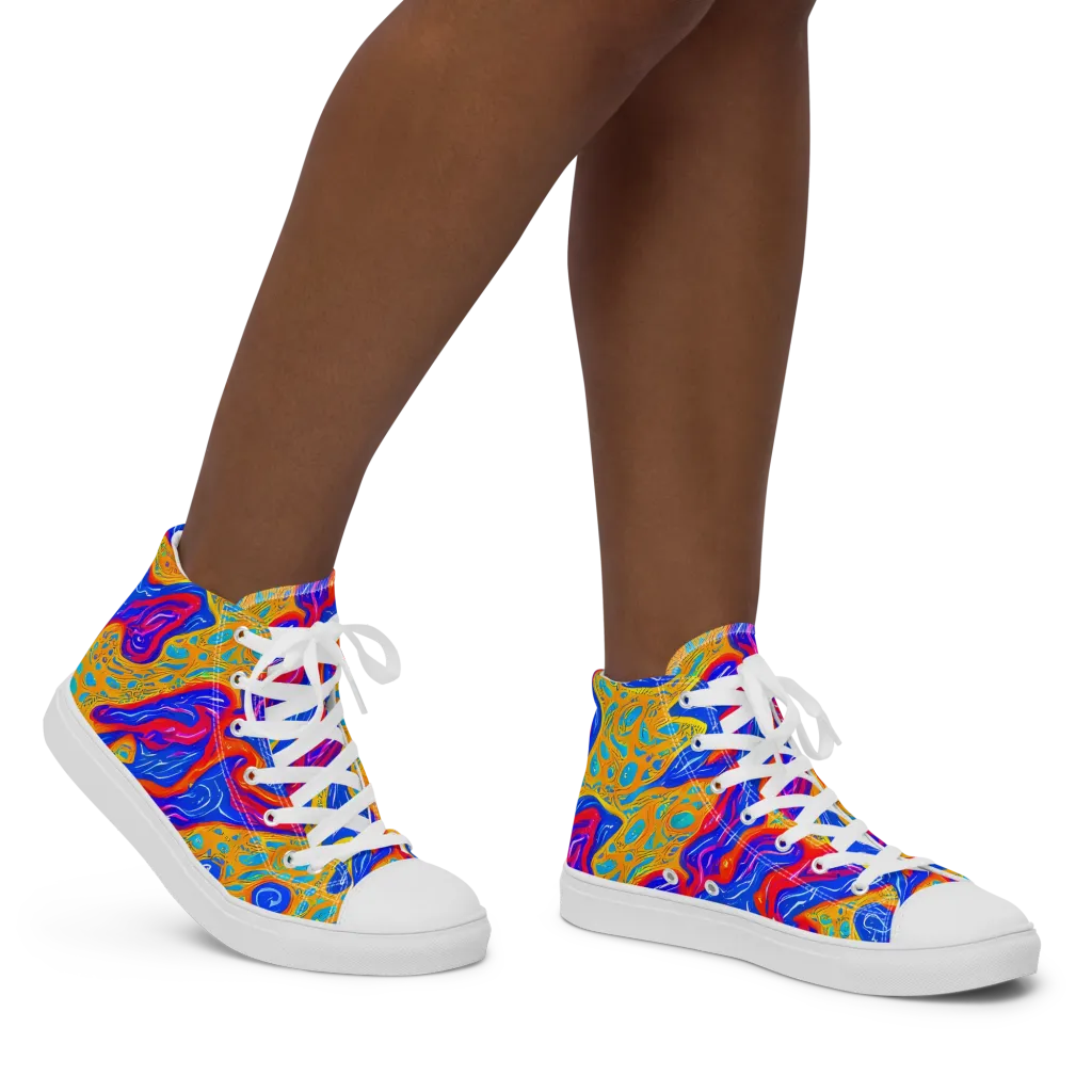 Magnetic Current on Women's High Top Canvas Shoes — Right