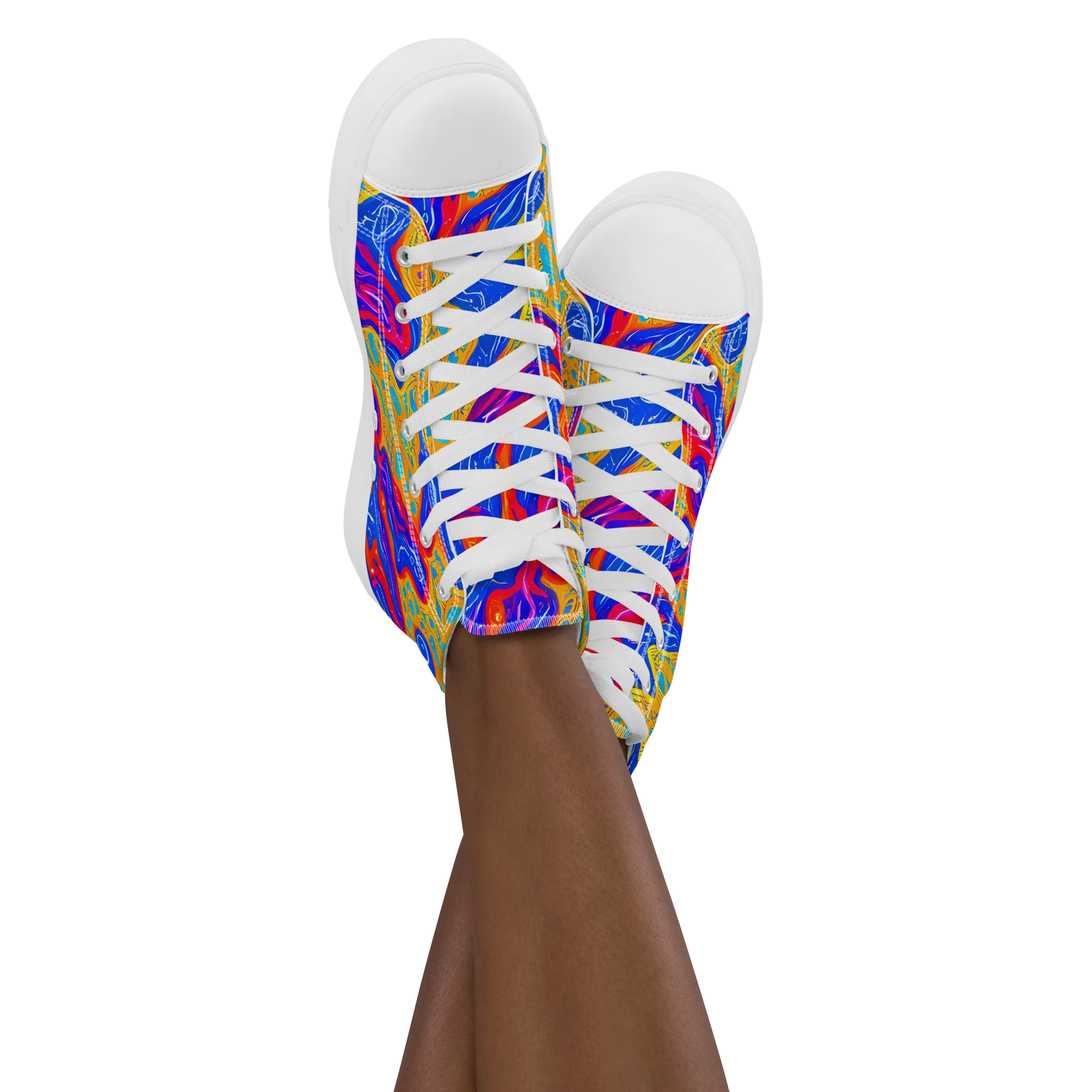 Magnetic Current on Women's High Top Canvas Shoes — Front