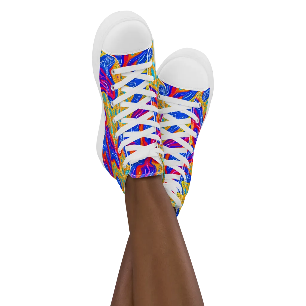 Magnetic Current on Women's High Top Canvas Shoes — Front
