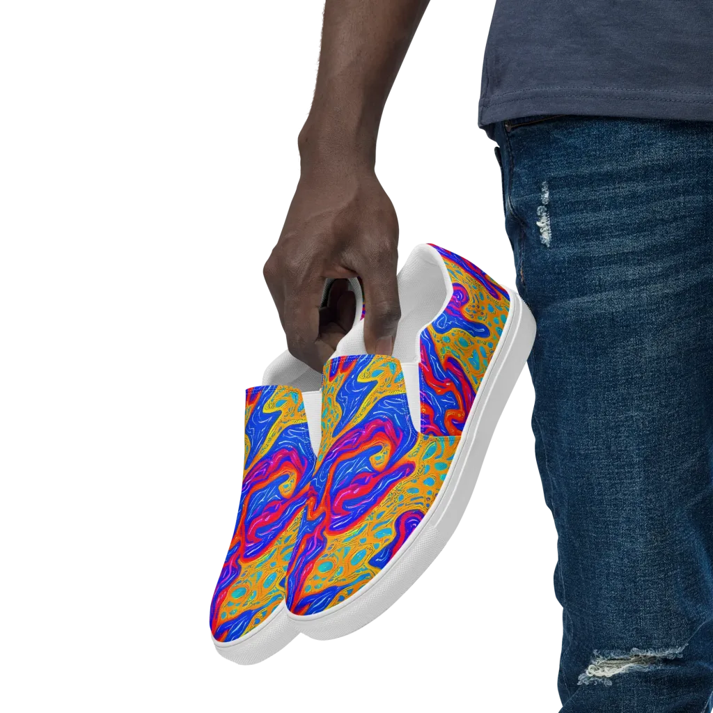 Magnetic Current on Men's Slip-On Canvas Shoes — Left Front