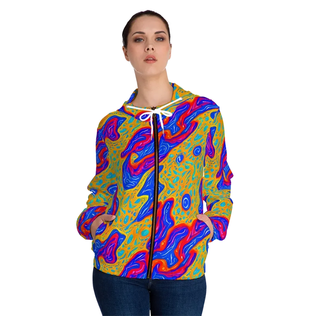 Magnetic Current on Women's Full-Zip Hoodie — Front On Person