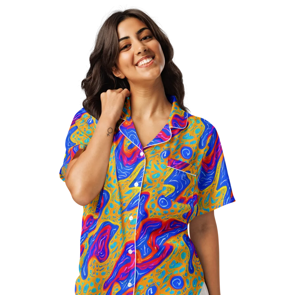 Magnetic Current on Women's Short Sleeve Pajama Top — Front