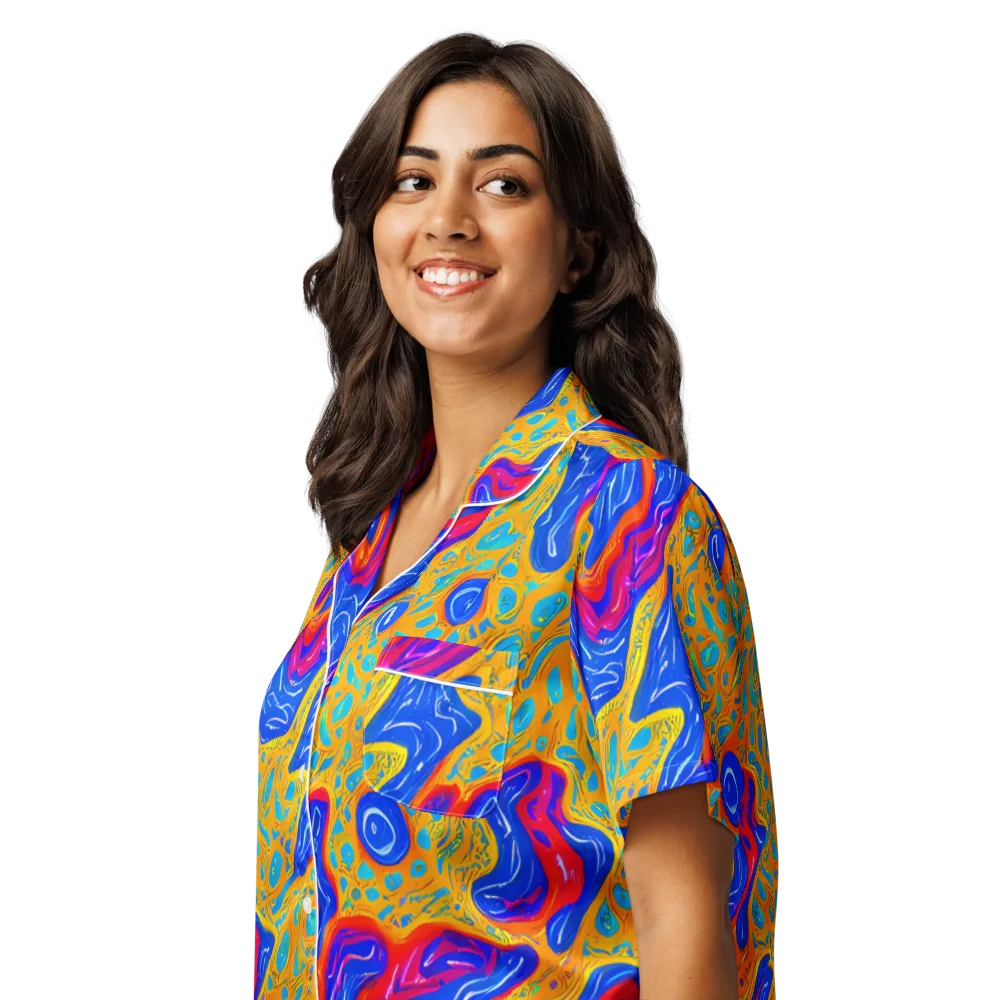 Magnetic Current on Women's Short Sleeve Pajama Top — Left Front