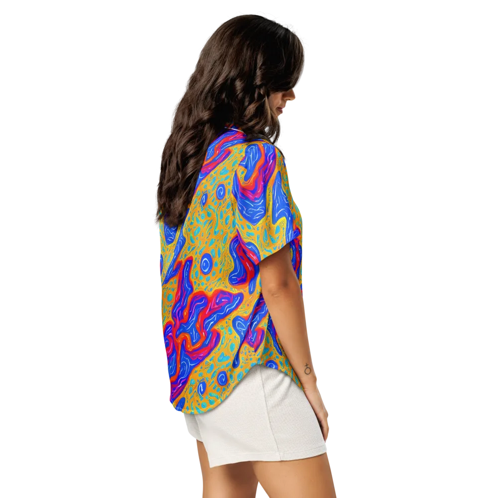 Magnetic Current on Women's Short Sleeve Pajama Top — Right Back