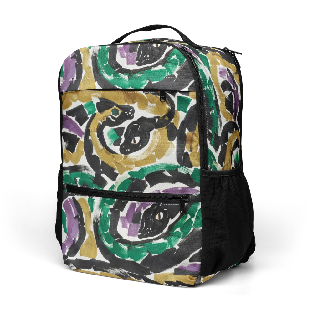 Emerald Ink Cats on Utility Backpack — Left Front