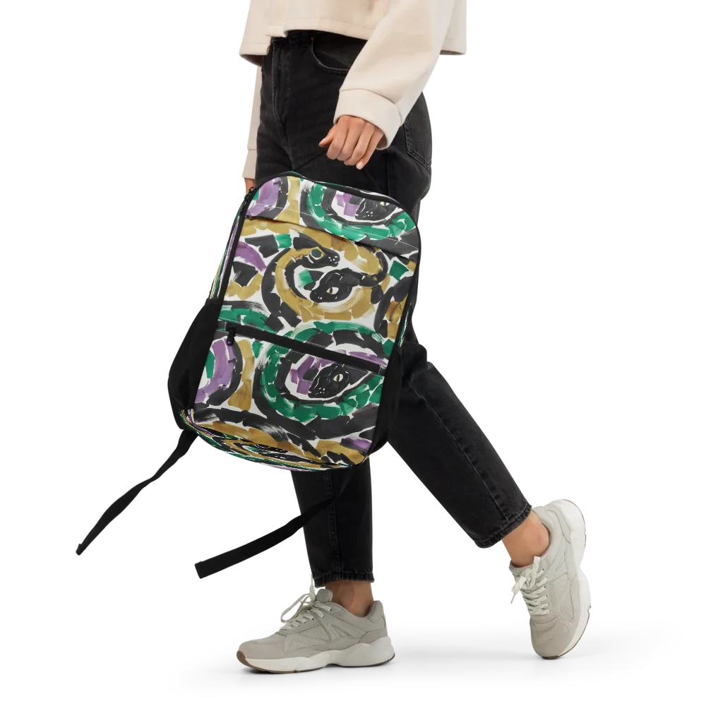 Emerald Ink Cats on Utility Backpack — Front