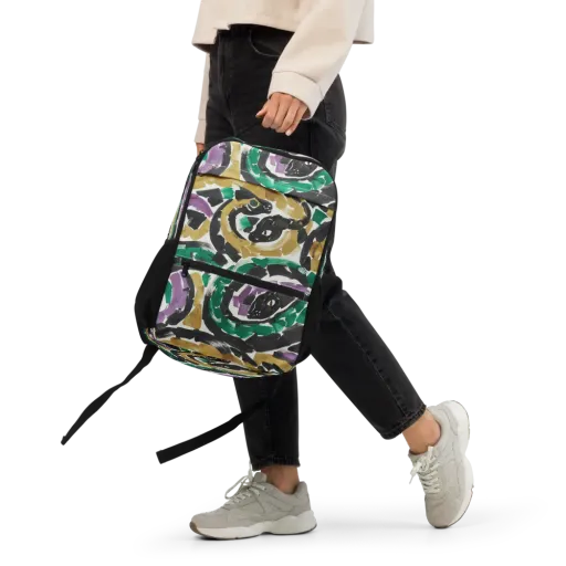 Emerald Ink Cats on a Utility Backpack