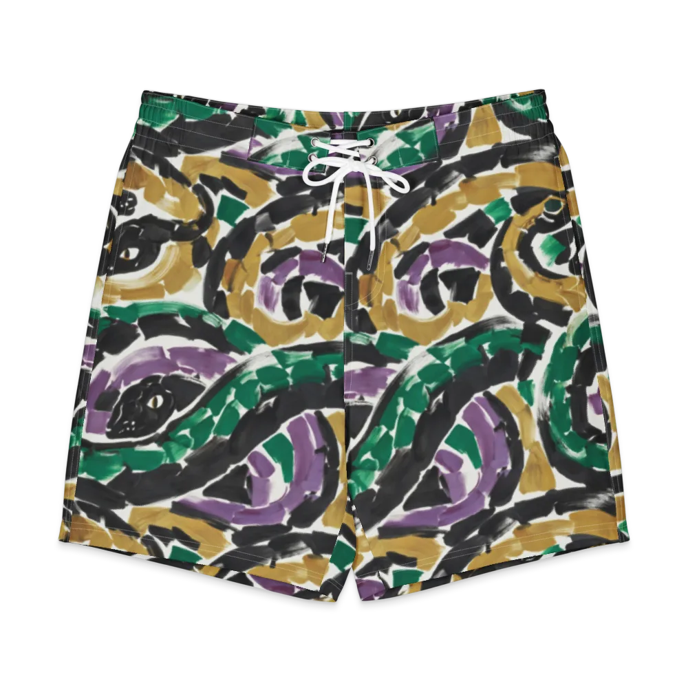 Emerald Ink Cats on Men's Board Shorts — Front