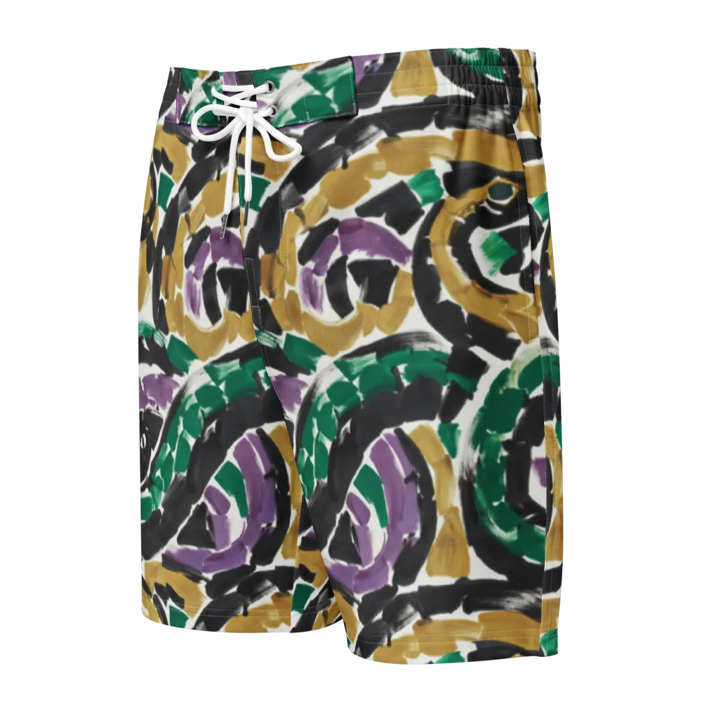 Emerald Ink Cats on Men's Board Shorts — Front