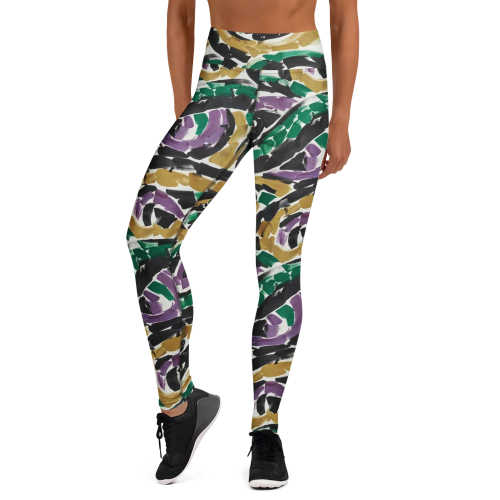Emerald Ink Cats on Yoga Leggings — Front