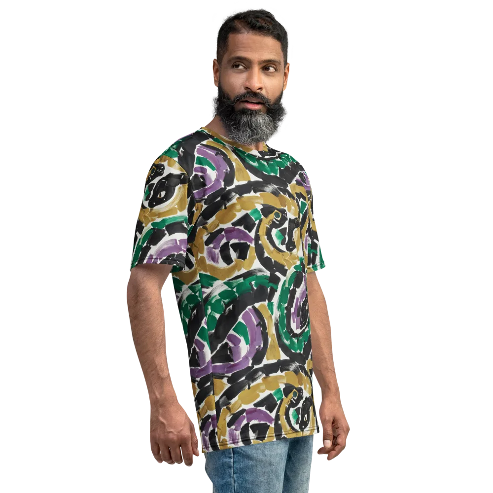 Emerald Ink Cats on Men's Crew Neck T-Shirt — Right
