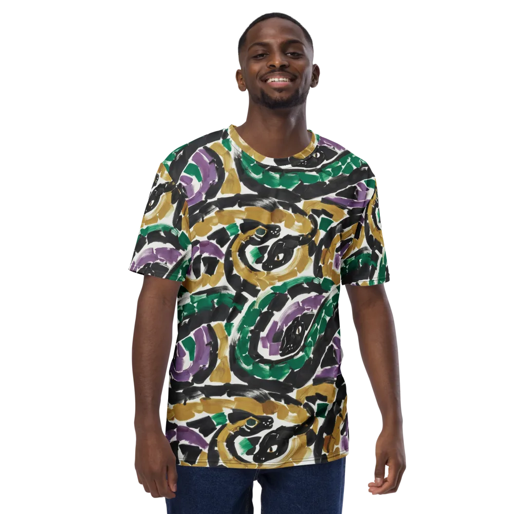 Emerald Ink Cats on Men's Crew Neck T-Shirt — Front