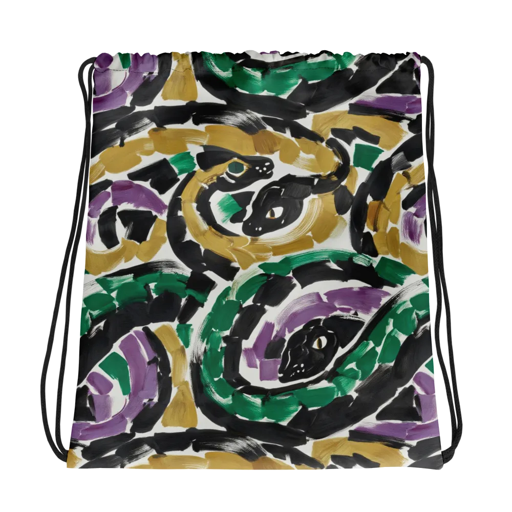 Emerald Ink Cats on Drawstring Bag — Photo