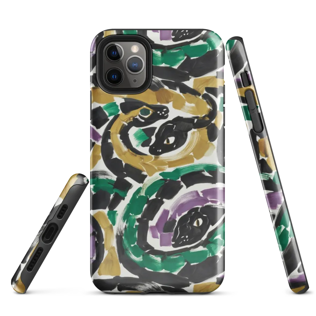 Emerald Ink Cats on Tough Case for iPhone® — Front
