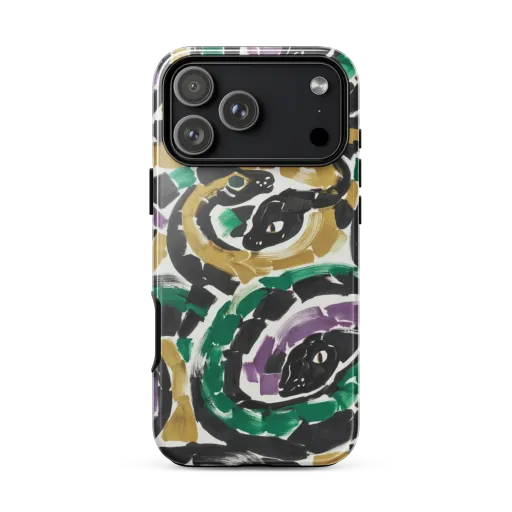 Emerald Ink Cats on a Tough Case for iPhone®