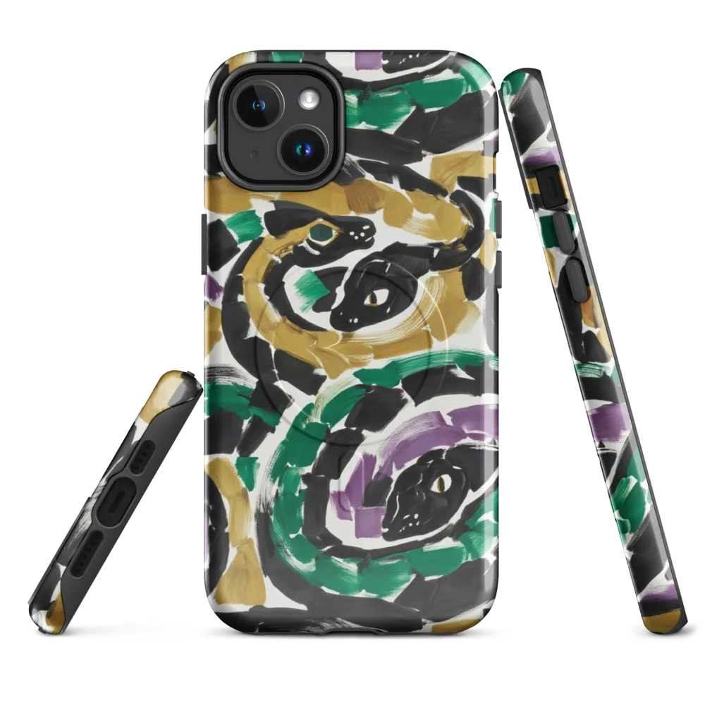 Emerald Ink Cats on MagSafe Tough Case for iPhone® — Front