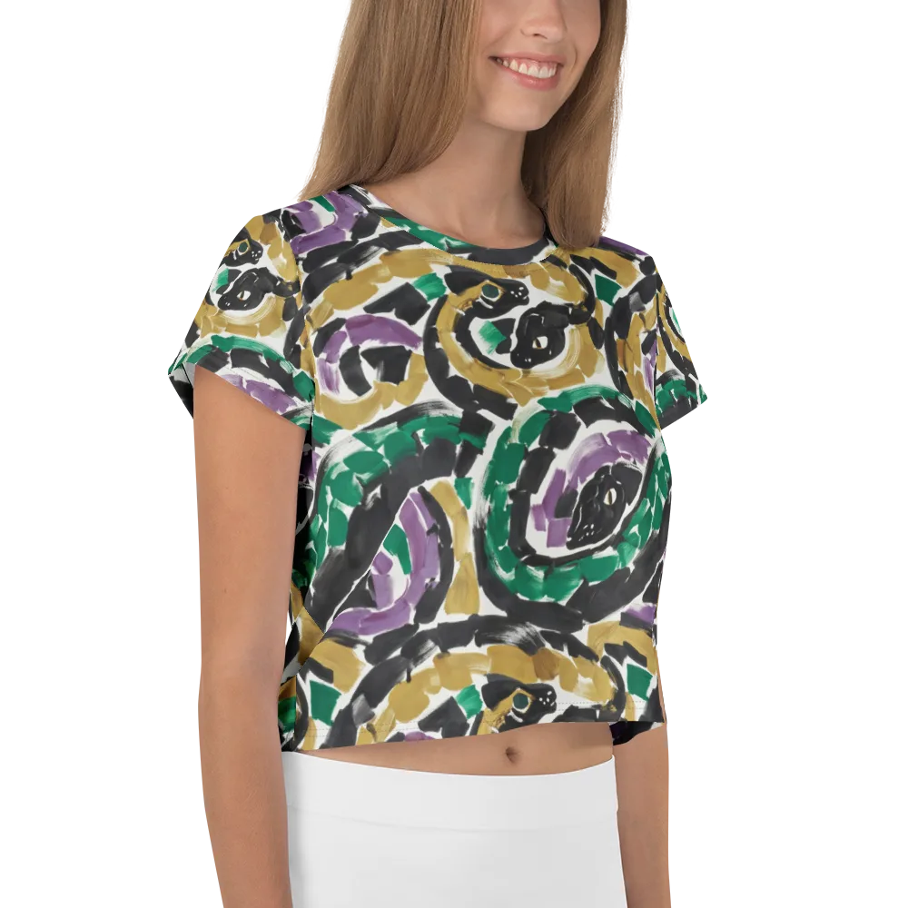 Emerald Ink Cats on Crop Tee — Right