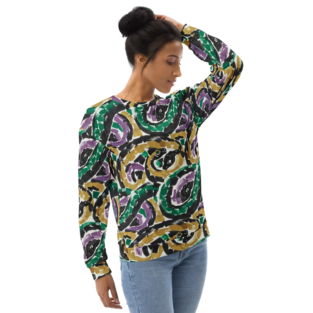 Emerald Ink Cats on Sweatshirt — Right Front