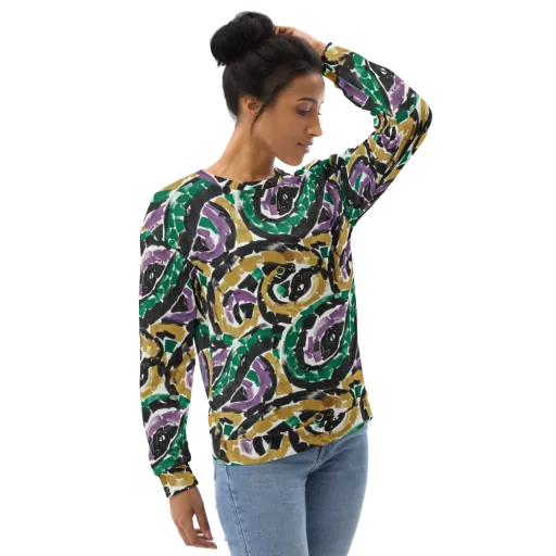 Emerald Ink Cats on a Sweatshirt