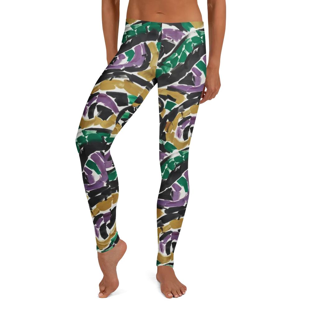 Emerald Ink Cats on Leggings — Front