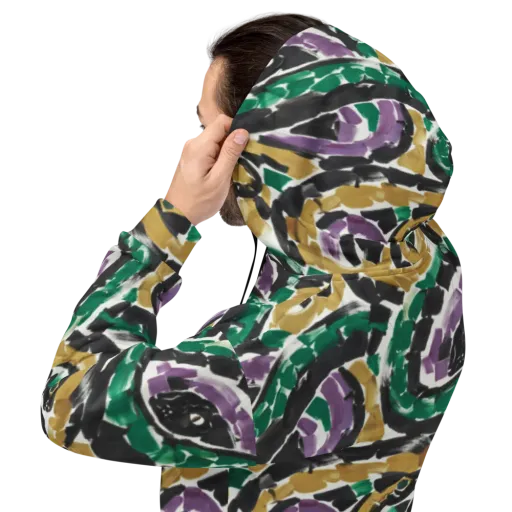 Emerald Ink Cats on a Hoodie