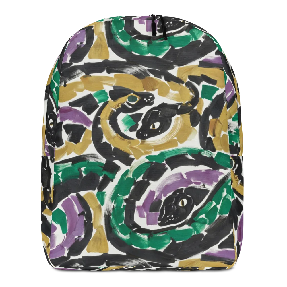 Emerald Ink Cats on Minimalist Backpack — Front