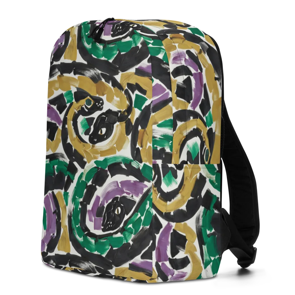 Emerald Ink Cats on Minimalist Backpack — Left