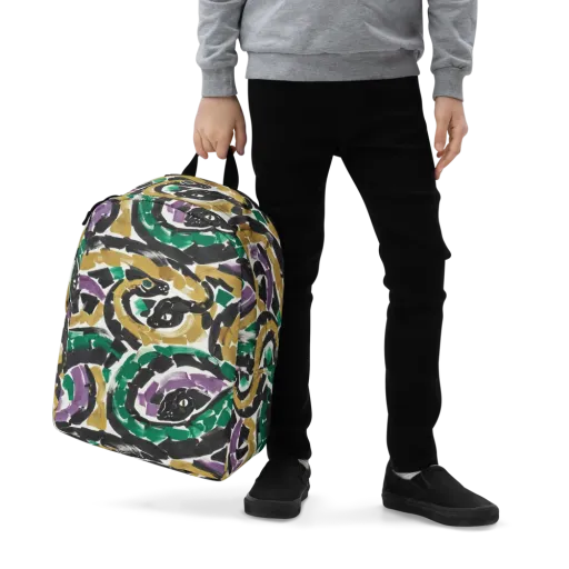 Emerald Ink Cats on a Minimalist Backpack