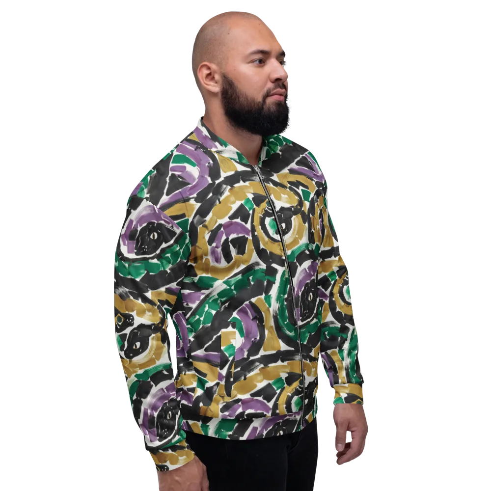 Emerald Ink Cats on Bomber Jacket — Right