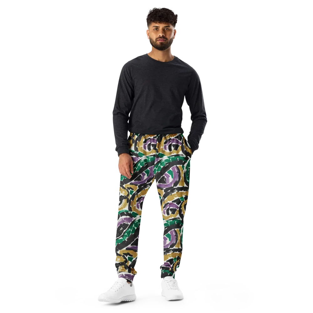 Emerald Ink Cats on Men's Joggers — Front