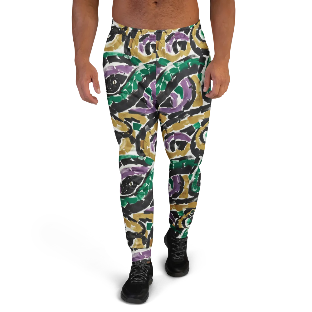 Emerald Ink Cats on Men's Joggers — Front