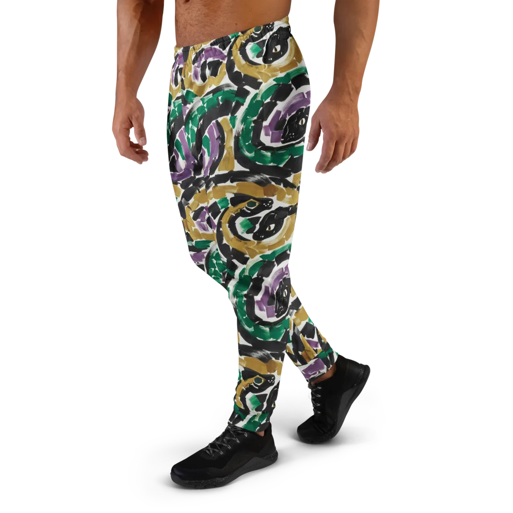 Emerald Ink Cats on Men's Joggers — Left