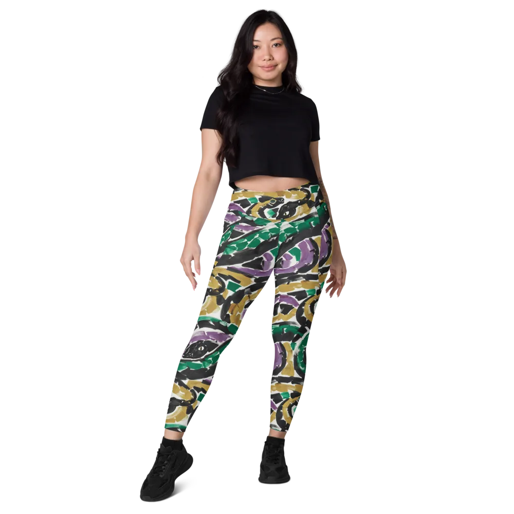 Emerald Ink Cats on Leggings with Pockets — Front